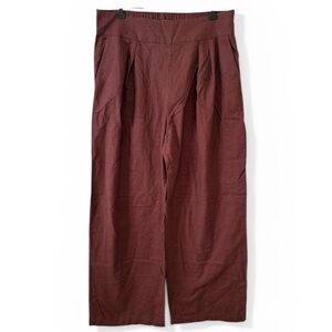 Abercrombie & Fitch Linen Blend Wide Leg Pants Brown Elastic Waist Women’s L